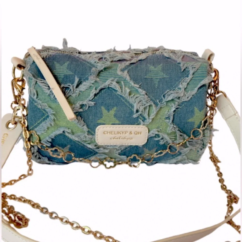Adorable New Chic Blue and Green Shoulder Bag - Picture 2 of 5
